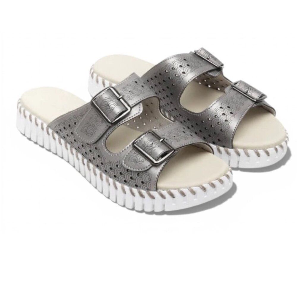 ILSE JACOBSEN Tulip 1176ML Sandal Gunmetal Size 39 EU Lightweight Slip On
